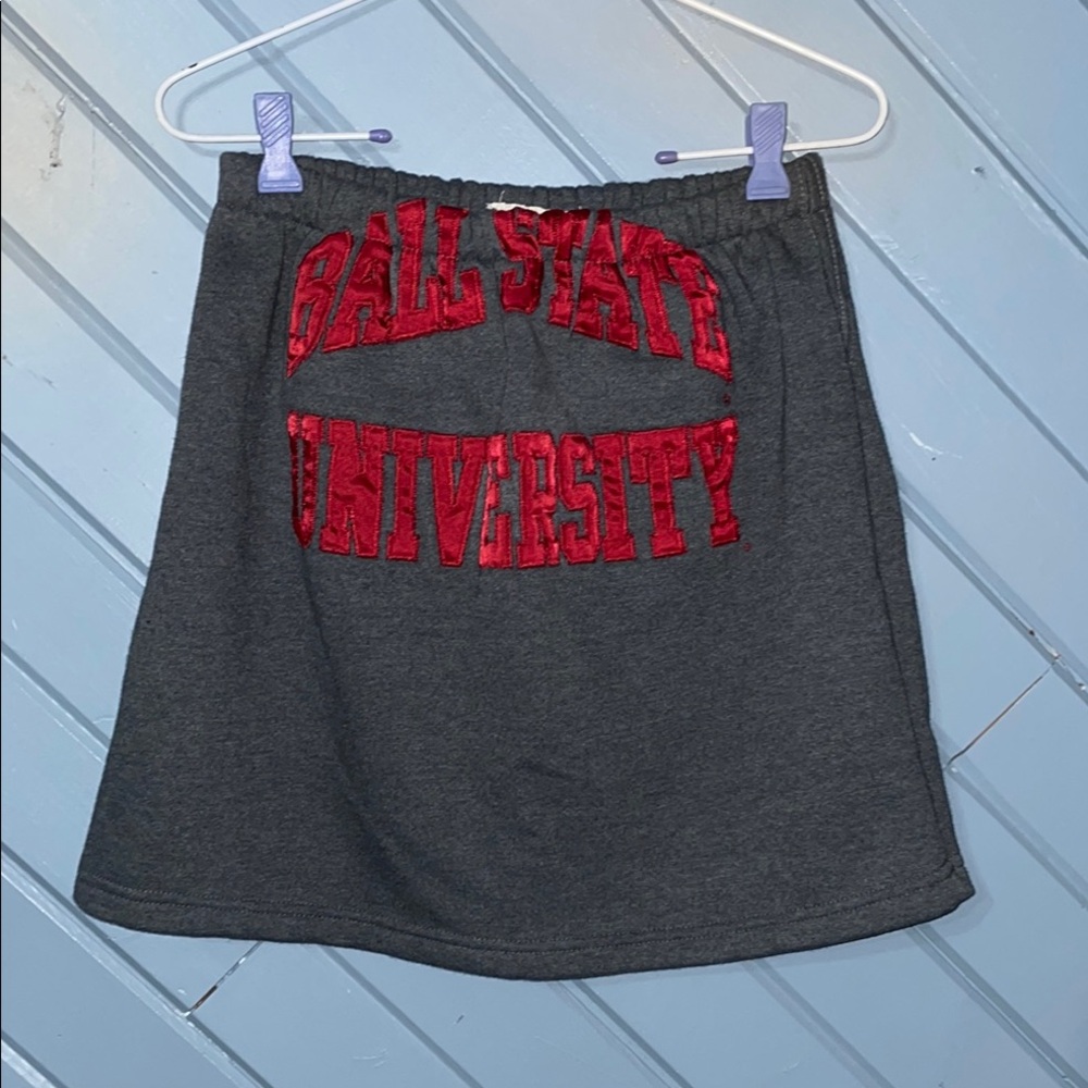 Urban Renewal Upcycled Ball State University Gray Mini Sweatshirt Skirt